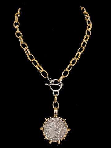 Reproduction 1885 E Pluribus Unum Coin Necklace