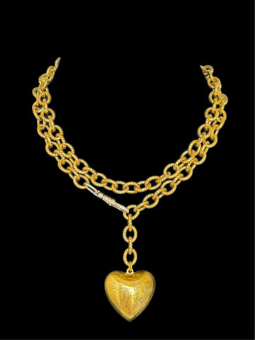Vintage 1950 Etched Brass Heart