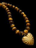 Semi-Precious Tiger Eye Heart Necklace