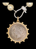 Mother of Pearl Necklace with Removable Lady Liberty Coin