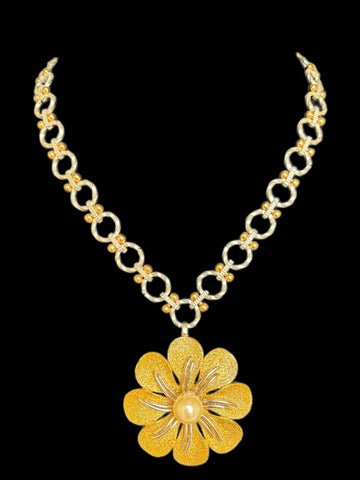 Vintage 1950 Flower Brooch with Matching Earrings