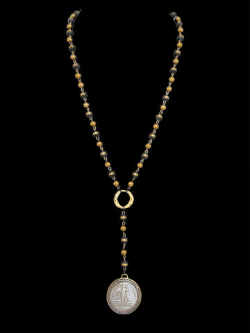 Lariat Necklace with French Revolution Coin