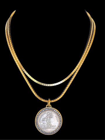 French Replica Revolution Coin Necklace ￼