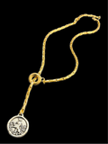 Gold Necklace with Pewter Lion Coin