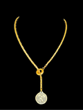 Gold Necklace with Pewter Lion Coin
