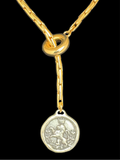 Gold Necklace with Pewter Lion Coin