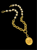 Rosary Bead & Chain Coin Necklace