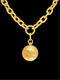 Rosary Bead & Chain Coin Necklace