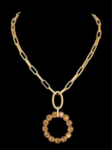 Vintage 1950 Circular Crystal Brooch with Matching Earrings