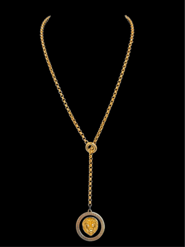 Lariat Lion Head Necklace ￼