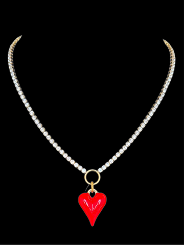 Enamel Double Sided Heart Necklace