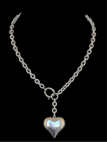 Stainless Steel Puffy Heart Necklace