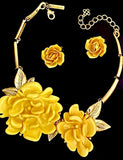 Oscar de la Renta Haute Couture Marigold Resin Necklace and Earring Set